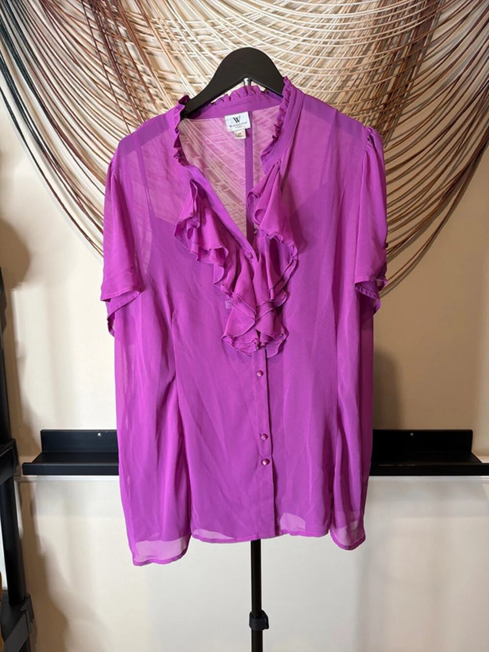 Worthington purple ruffle blouse 2XL EUC 3027